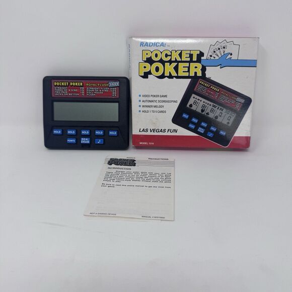 Vintage Radica Pocket Poker Model 1310 Hand Held Card Game Video Poker WORKS! - Picture 1 of 5